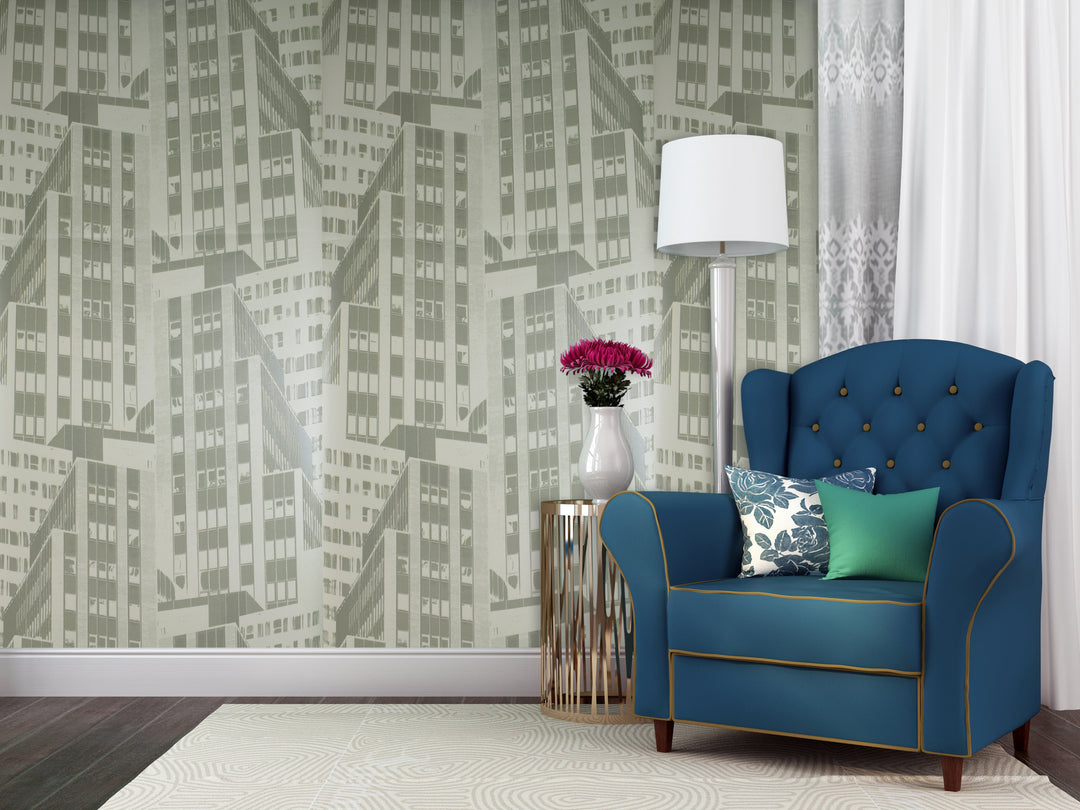 River Thames 33 Light Olive Print Wallpaper Sk69-5433