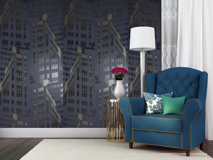 River Thames 33 Midnight Pattern Wallpaper Sk69-5434