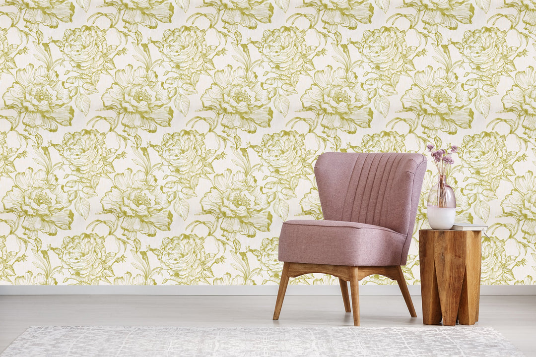 Sutton Lime Floral Wallpaper Skl39315