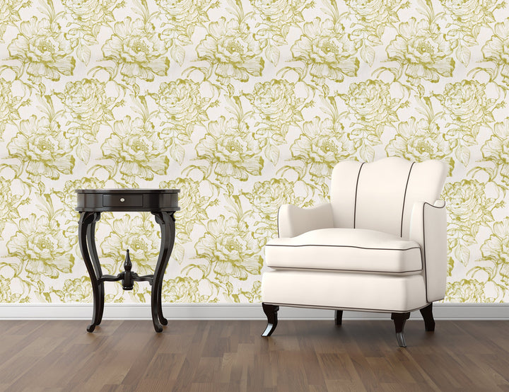 Sutton Lime Floral Wallpaper Skl39315