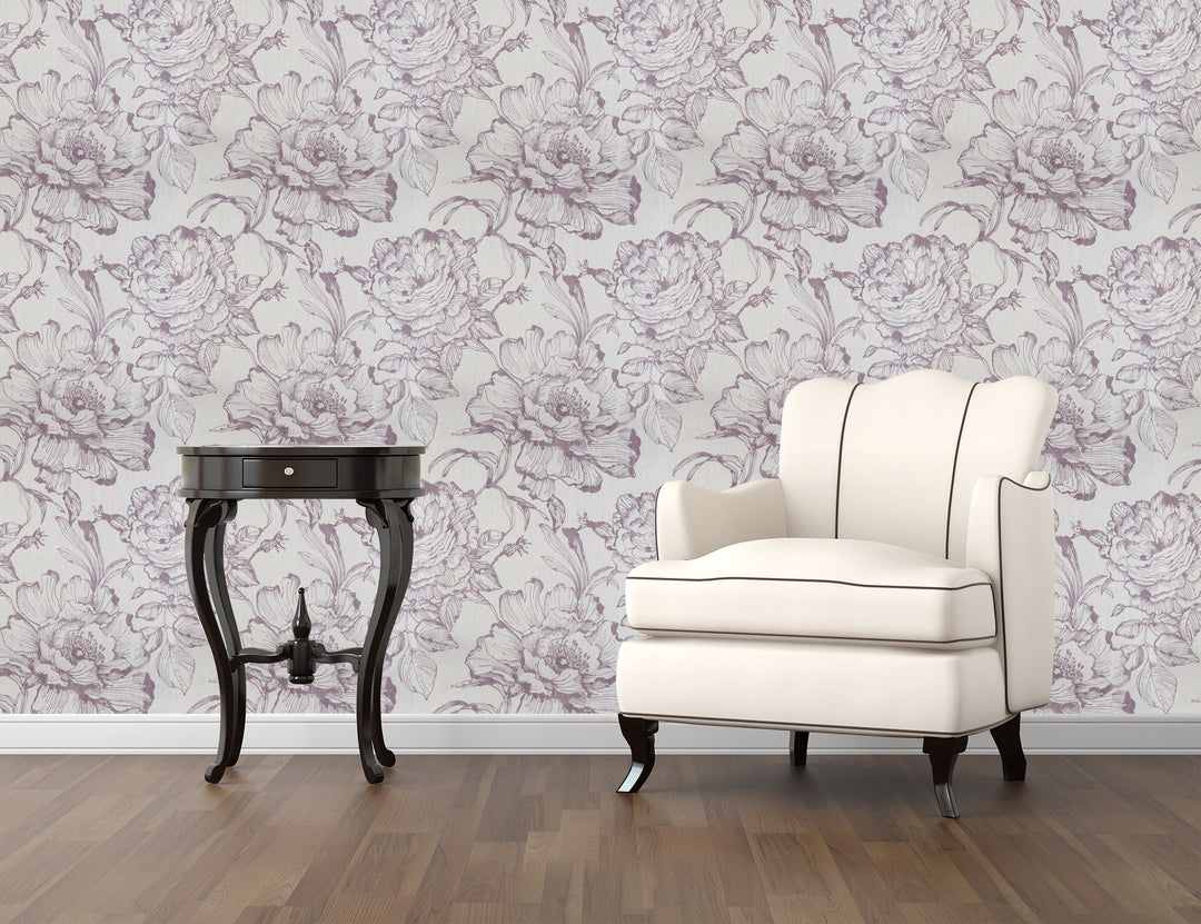 Sutton Lilac Floral Wallpaper Skl39316