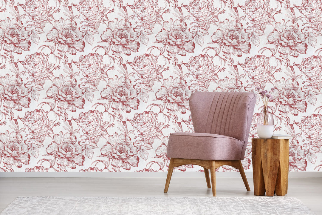 Sutton Blush Floral Wallpaper Skl39317