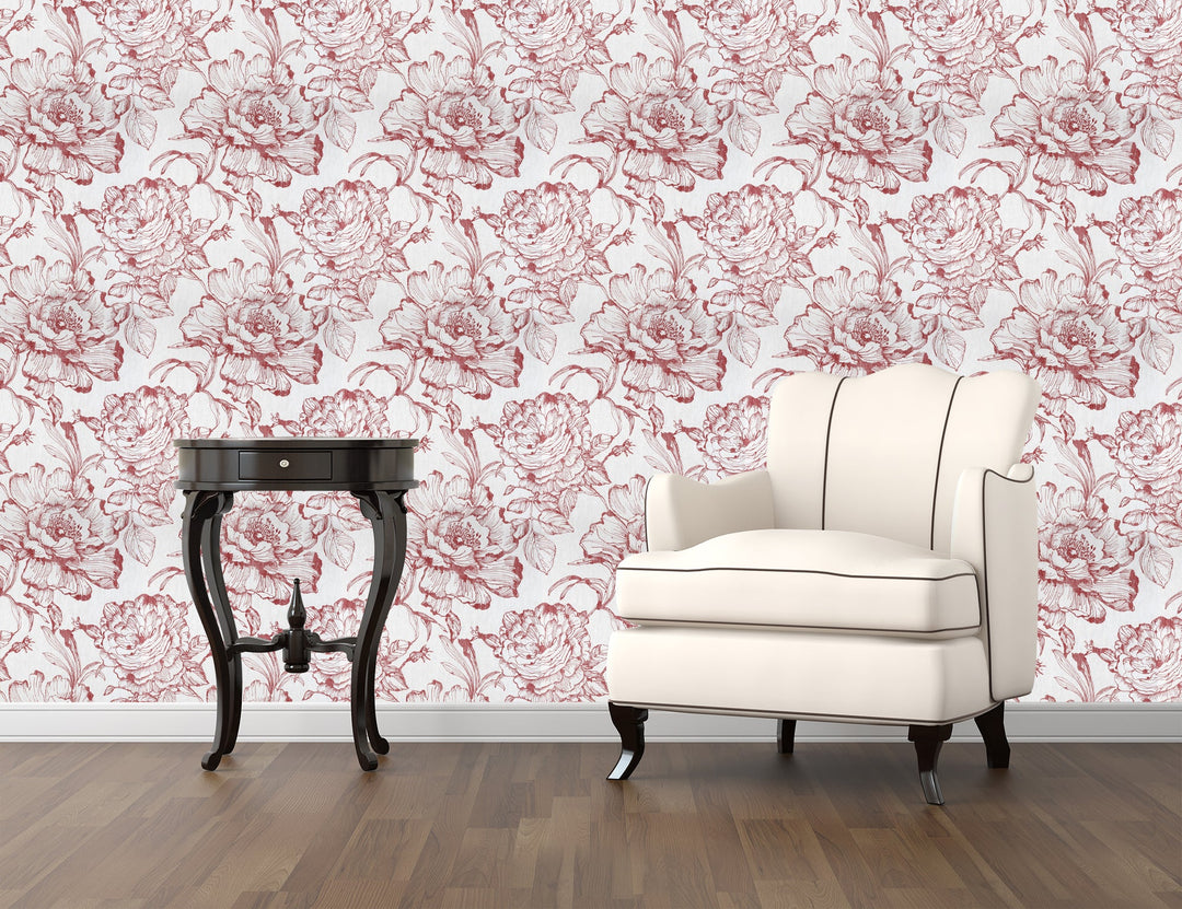 Sutton Blush Floral Wallpaper Skl39317