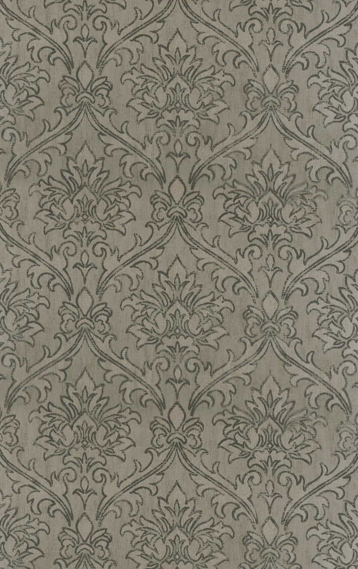 Sutton Taupe Damask Wallpaper Skl39334