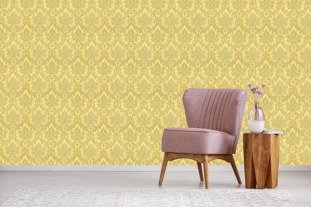 Sutton Gold Damask Wallpaper Skl39335