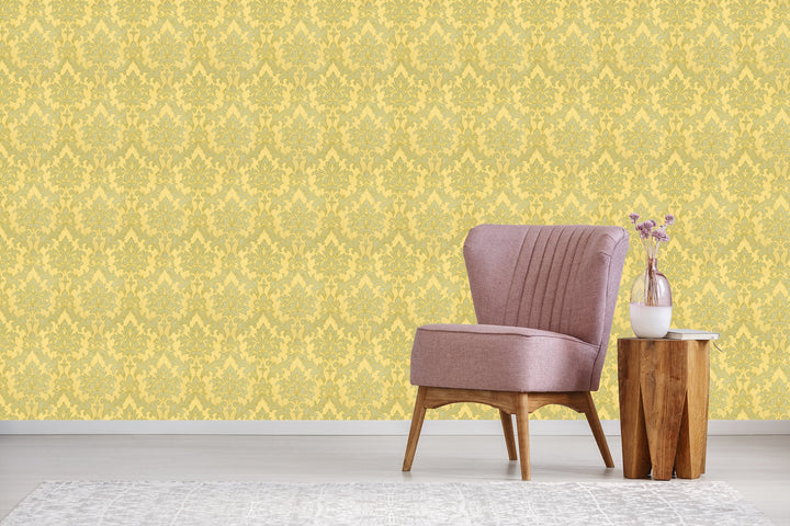 Sutton Gold Damask Wallpaper Skl39335
