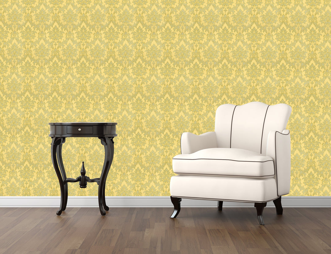 Sutton Gold Damask Wallpaper Skl39335