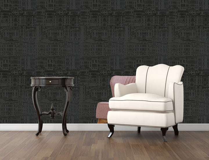 Sutton Charcoal Weave Wallpaper Skl39346