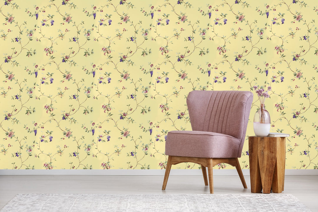 Sutton Yellow Garden Wallpaper Skl63215