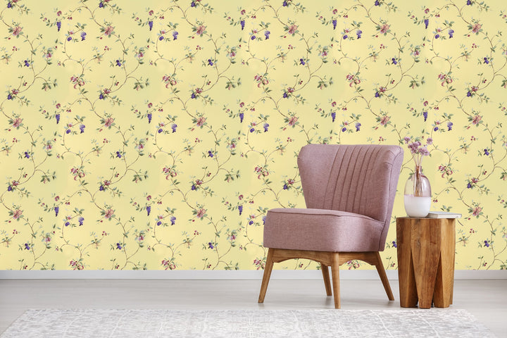 Sutton Yellow Garden Wallpaper Skl63215