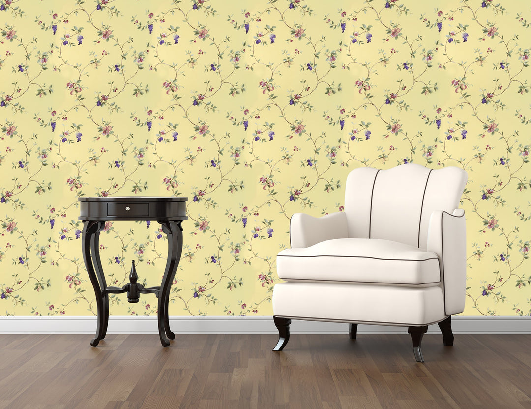 Sutton Yellow Garden Wallpaper Skl63215