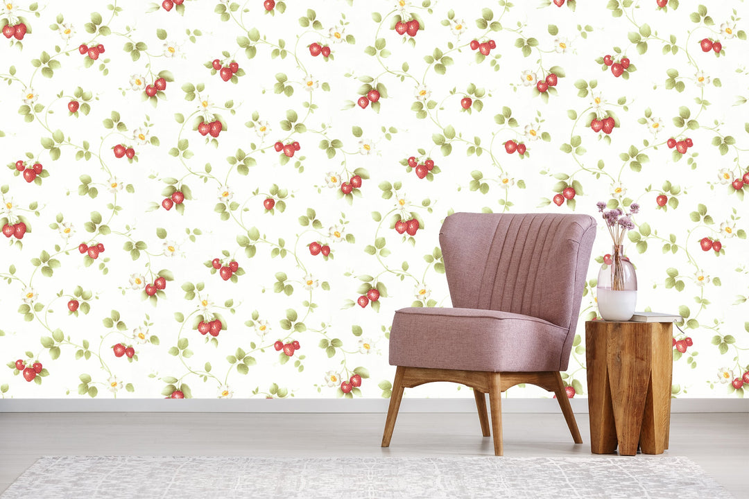 Red Cherry Botanical Wallpaper