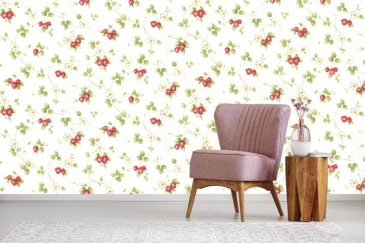 Red Cherry Botanical Wallpaper