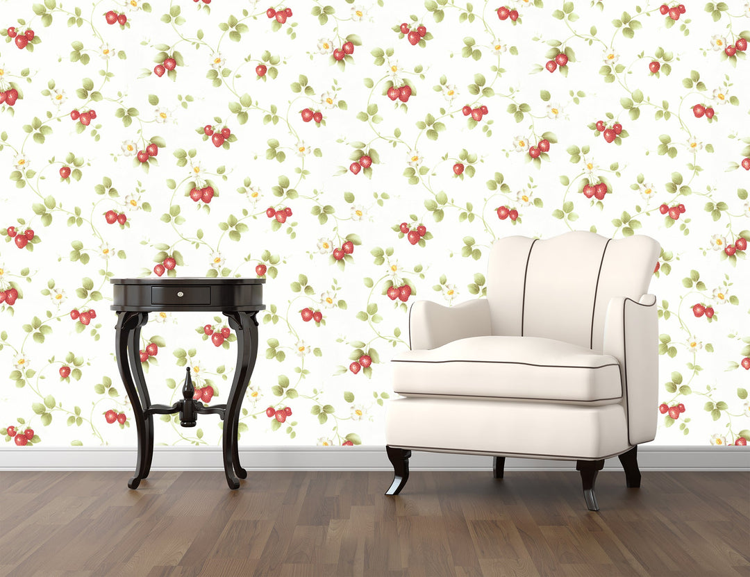 Red Cherry Botanical Wallpaper