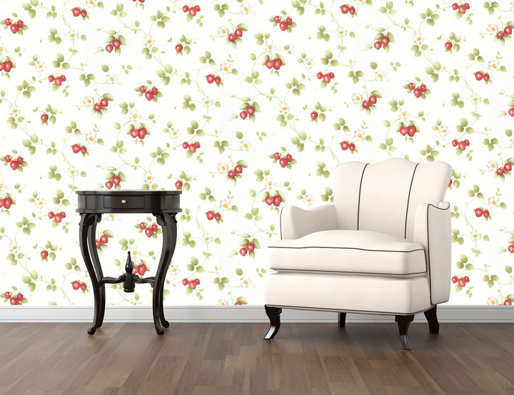 Red Cherry Botanical Wallpaper