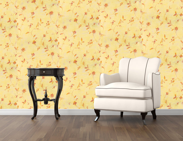 Sutton Apricot Floral Wallpaper Skl92625