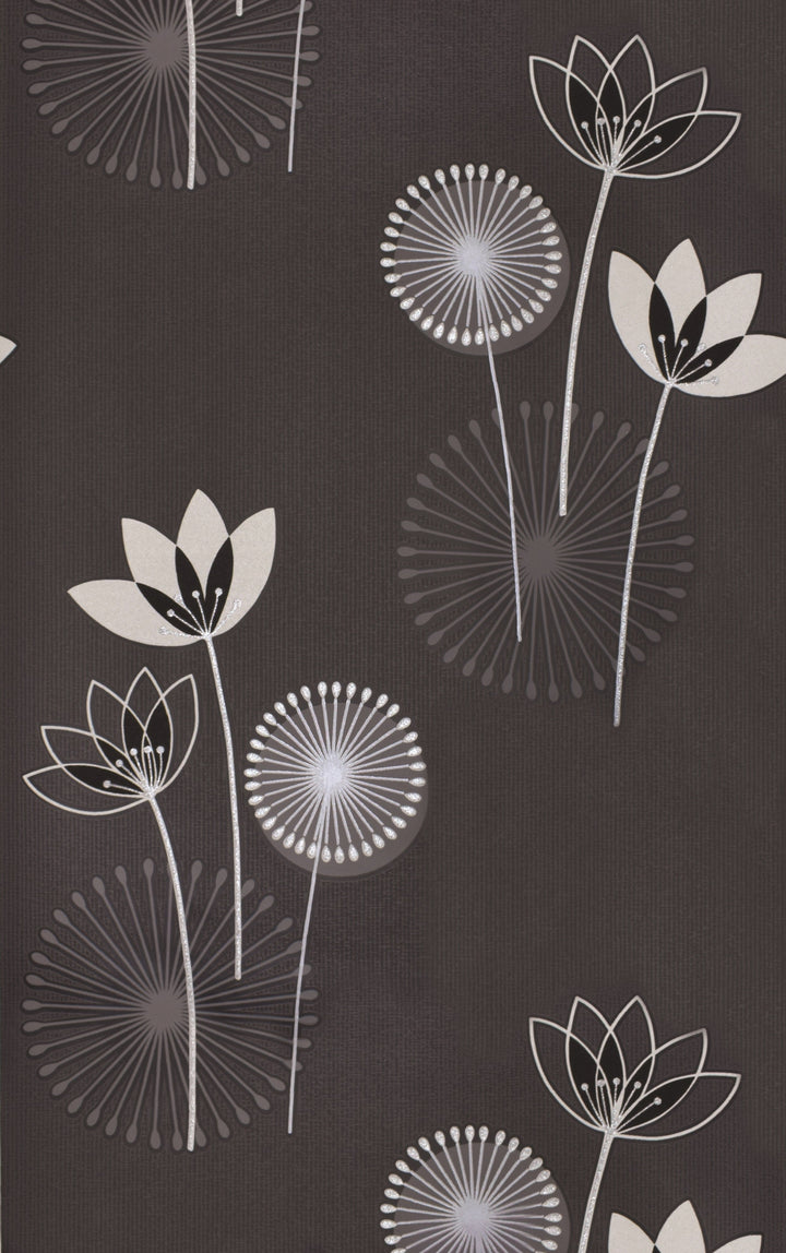 Black Botanical Texture Wallpaper