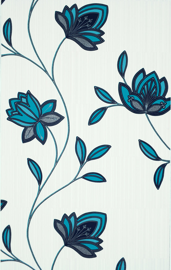 Blue Botanical Flower Wallpaper