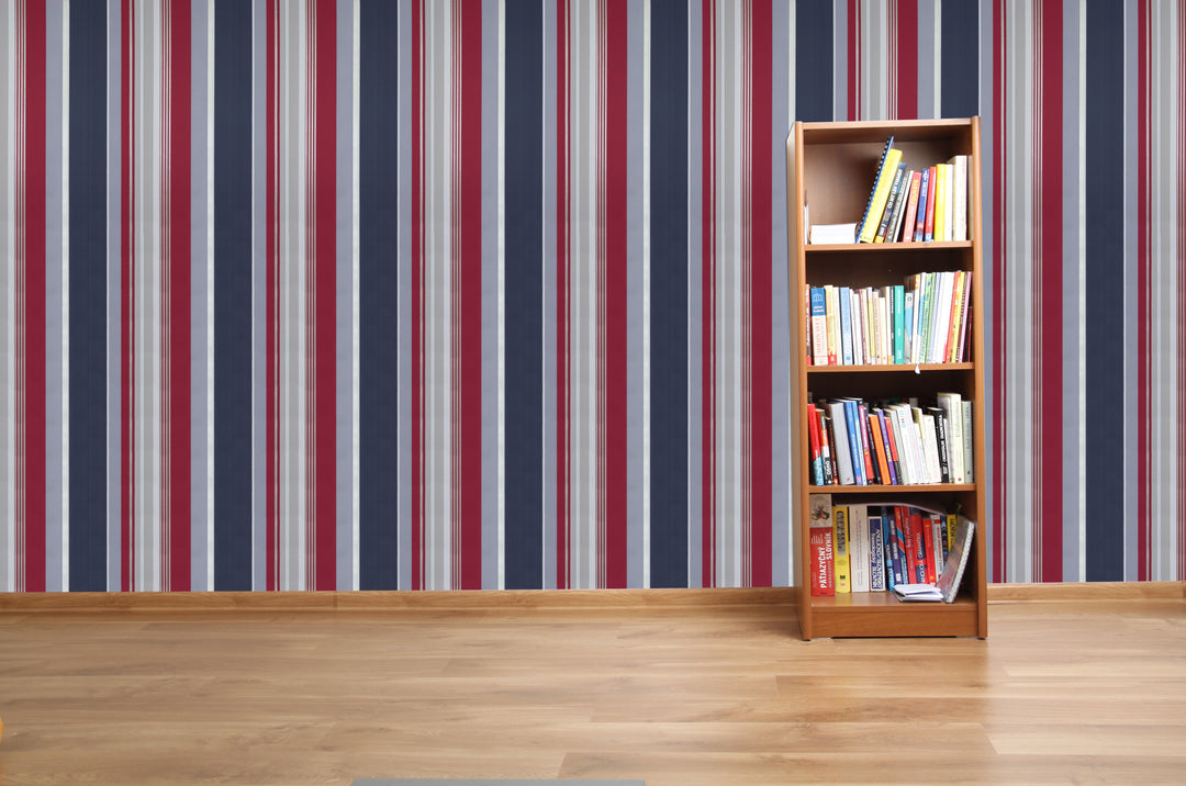 Tower Bridge Dy Crimson Stripe Wallpaper Sk42-347
