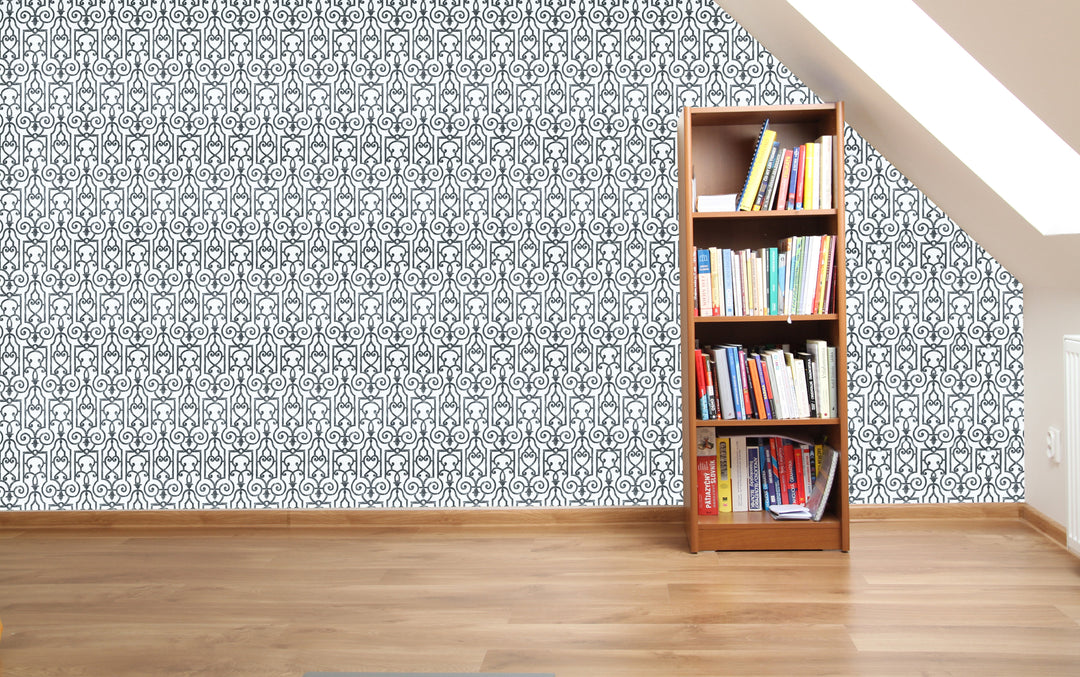 Tower Bridge Dy Powder Blue Script Wallpaper Sku08652