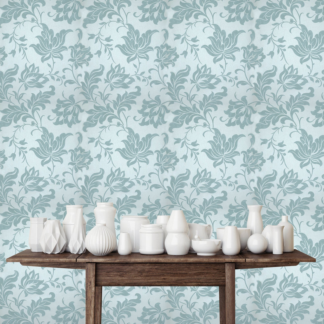 Tower Bridge Hm Powder Blue Vine Wallpaper Skg08522