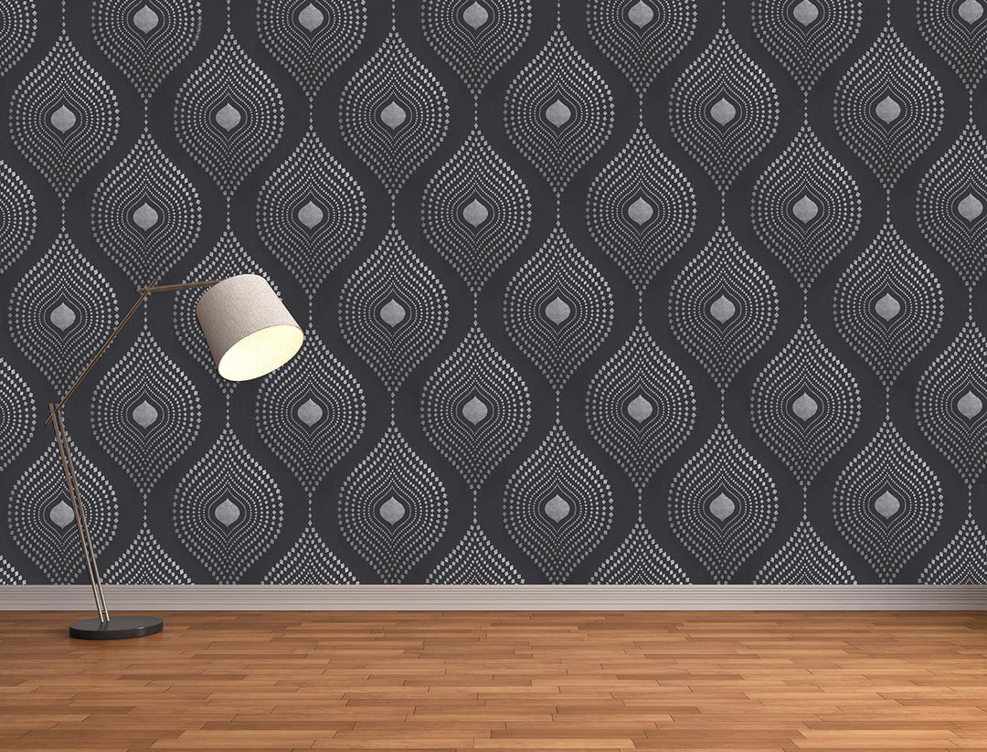 Tower Bridge Hm Charcoal Geometric Wallpaper Skg08571