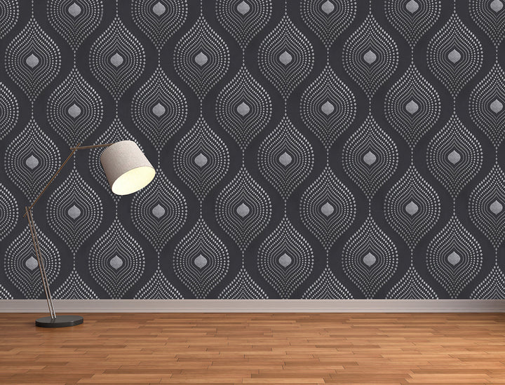 Tower Bridge Hm Charcoal Geometric Wallpaper Skg08571