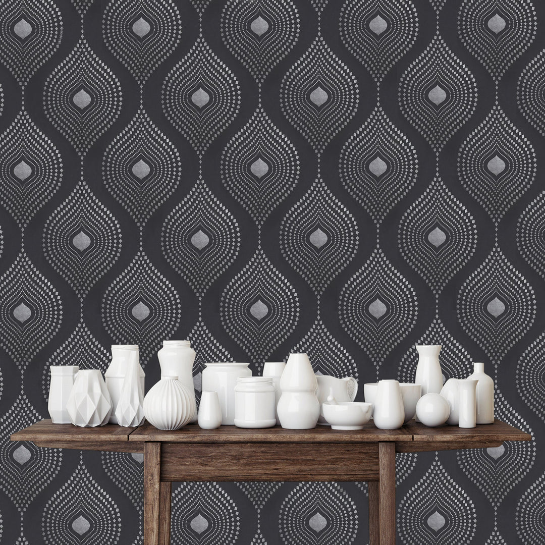 Tower Bridge Hm Charcoal Geometric Wallpaper Skg08571