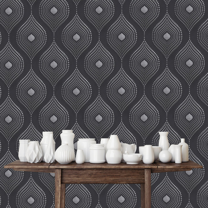 Tower Bridge Hm Charcoal Geometric Wallpaper Skg08571