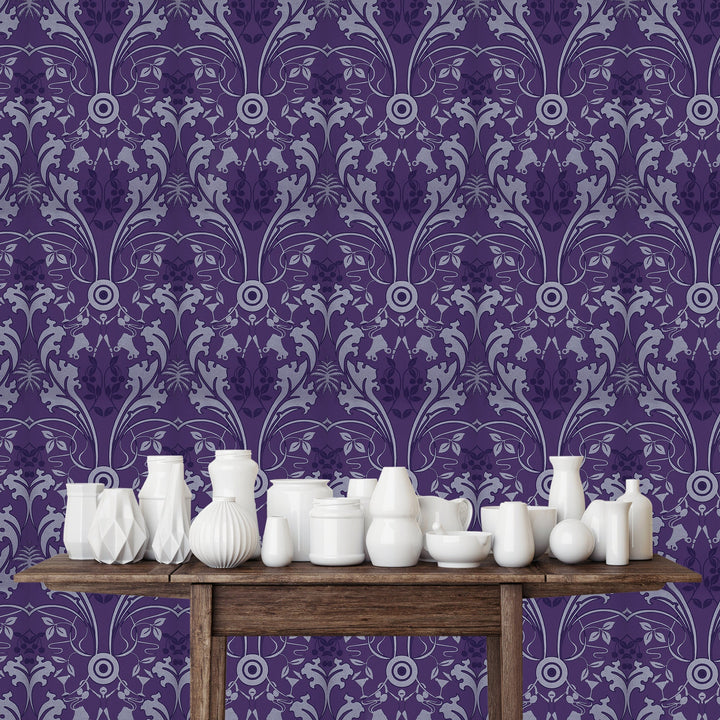 Tower Bridge Hm Royal Plum Damask Wallpaper Sku07911