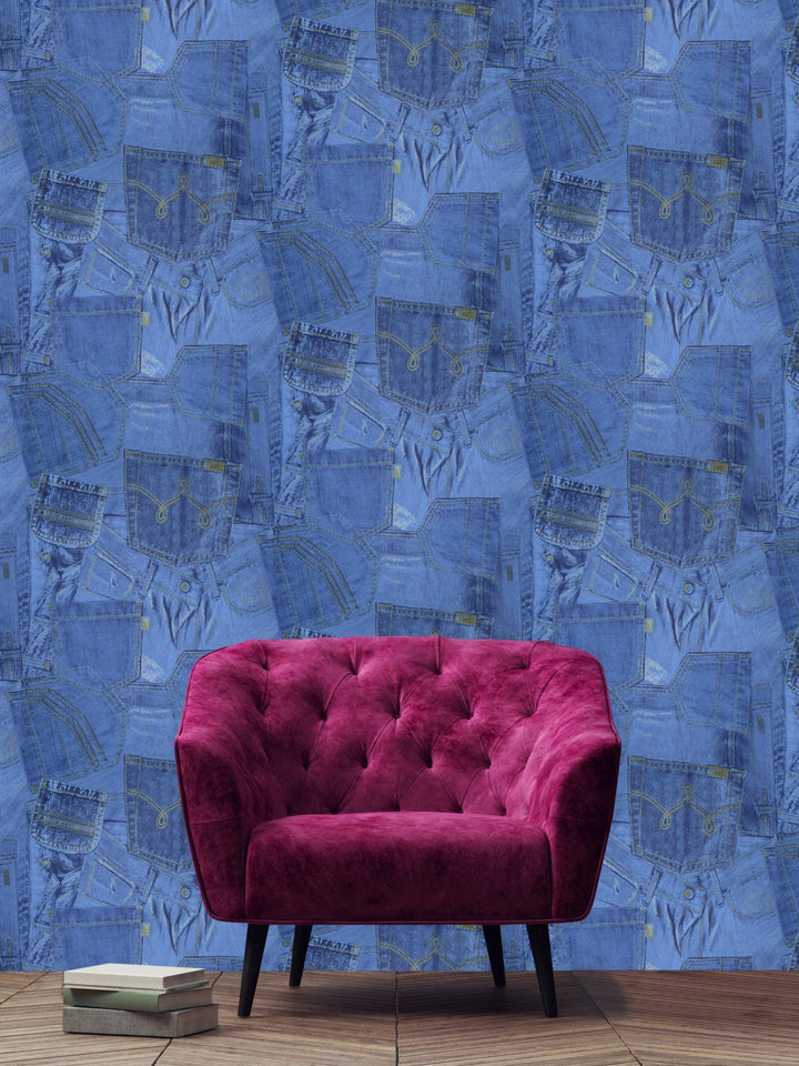 Trafalgar Square Dg Indigo Texture Wallpaper Skn2171