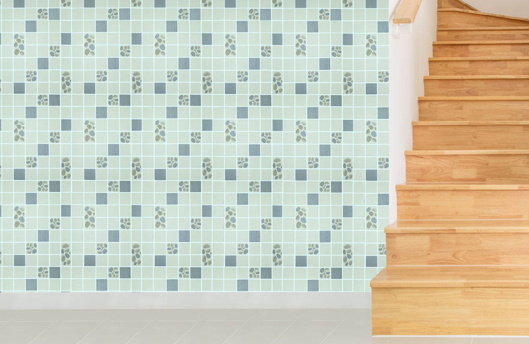Trafalgar Square Lv Aqua Mosaic Wallpaper Skn2184