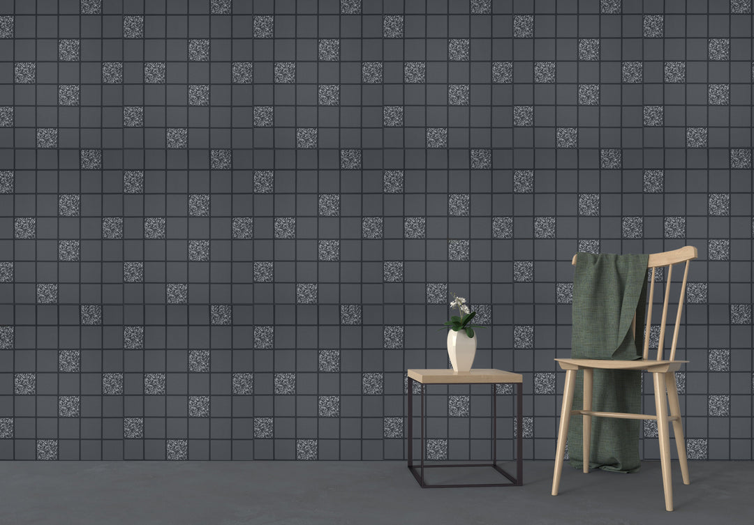 Trafalgar Square Lv Charcoal Grid Wallpaper Skn2188