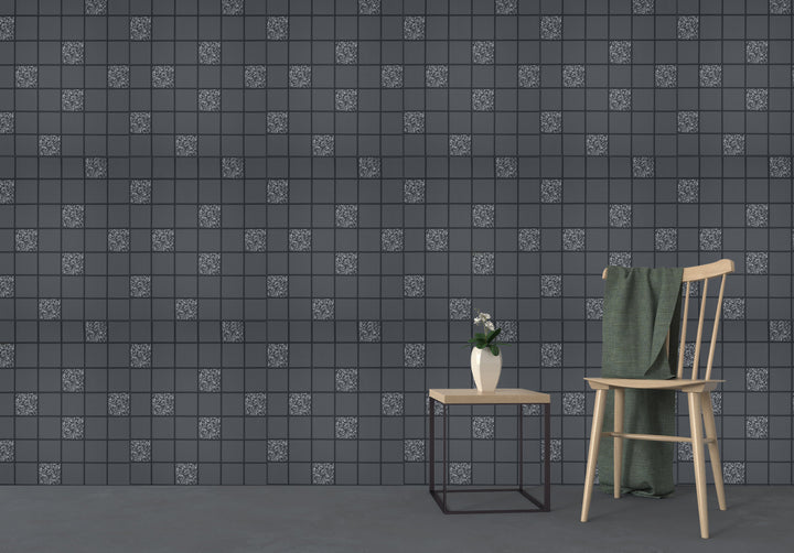 Trafalgar Square Lv Charcoal Grid Wallpaper Skn2188