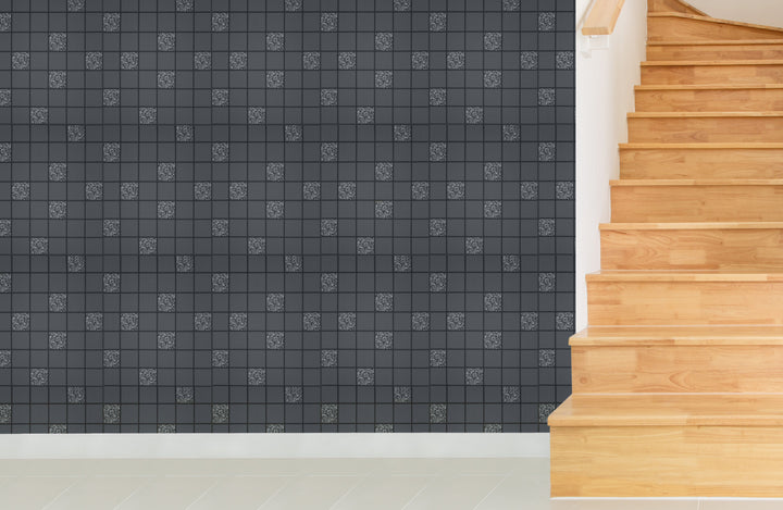 Trafalgar Square Lv Charcoal Grid Wallpaper Skn2188