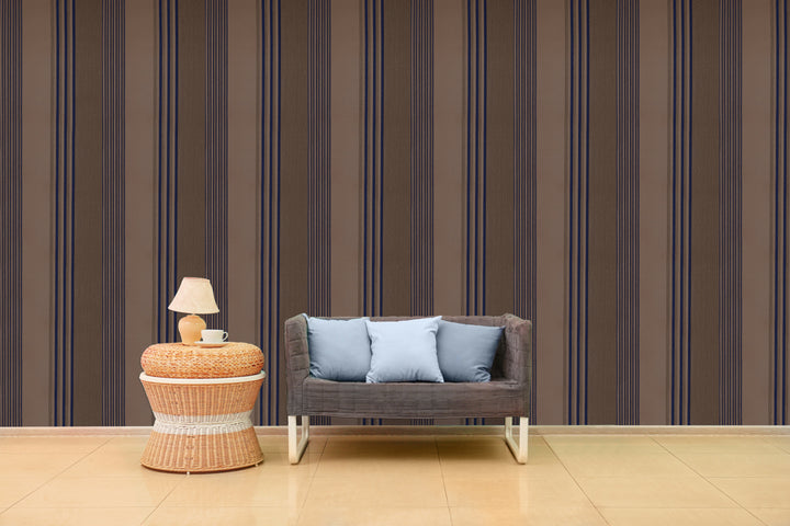 Wellington Mahogany Stripe Wallpaper Hm20307