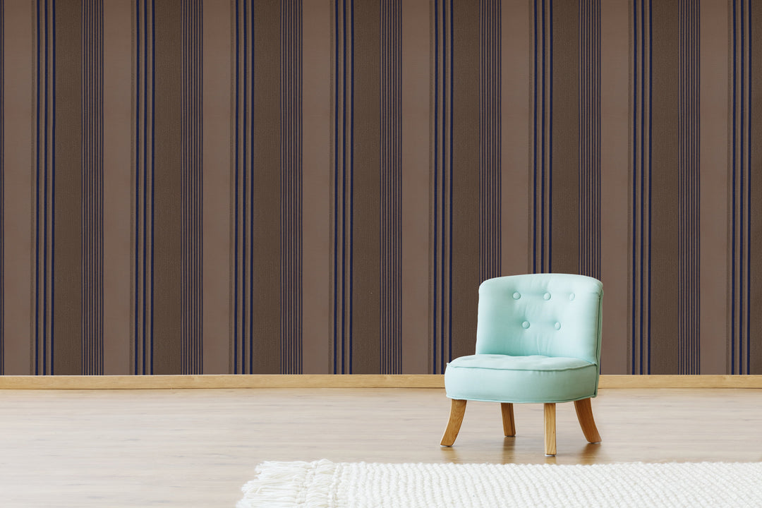 Wellington Mahogany Stripe Wallpaper Hm20307