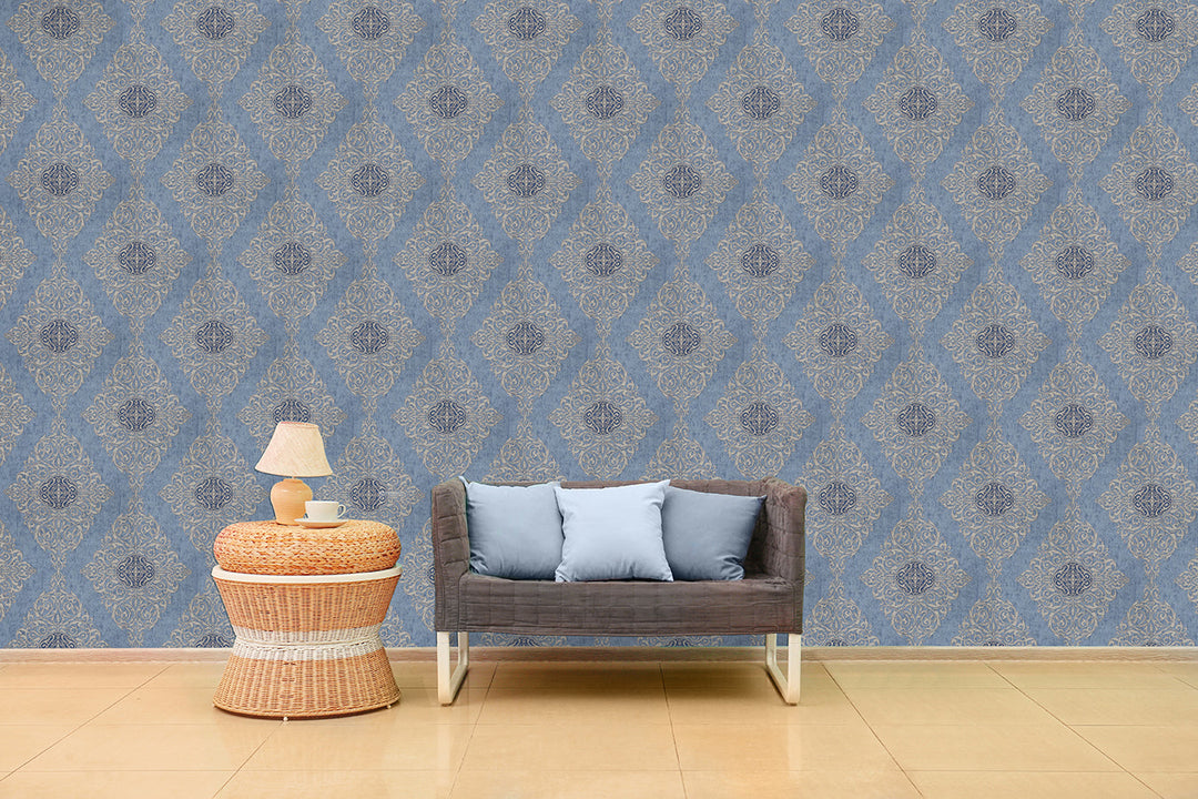 Wellington Indigo Tapestry Wallpaper Hm20604