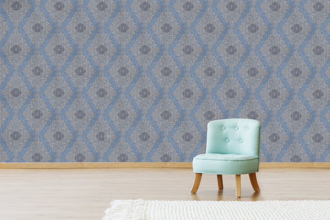 Wellington Indigo Tapestry Wallpaper Hm20604