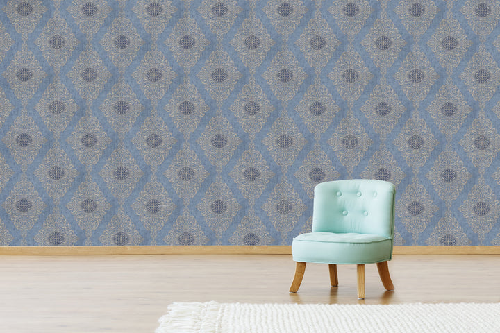 Wellington Indigo Tapestry Wallpaper Hm20604