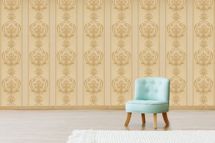 Wellington Beige Medallion Wallpaper Hm20804