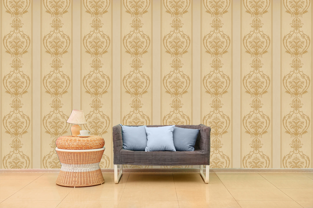 Wellington Beige Medallion Wallpaper Hm20804